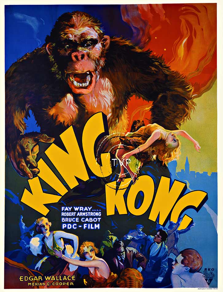 Recreation of KING KONG. <br>Mastered directly from an original King Kong vintage poster. Printed on fine acid free 230-250 gm acid-free paer with 100 year archival ink. This poster is created to match the finest detail of the original, but now at an