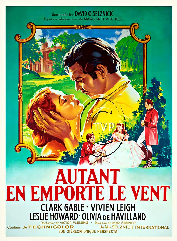 Autant En Emporte Le Vent. French version of Gone with the Wind . This recreation was mastered directly from the original large size stone lithograph. <br>Giclee on fine acid free 239-250 gm acid free paper with long life (more than 100 years) archi