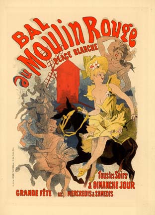 100% Velum Rag and archival ink makes this famous Cheret image of Bal du Moulin Rouge a fabulous addition to any collection. Image size is 12 x 17 on 13 x 19 museum quality velum.
