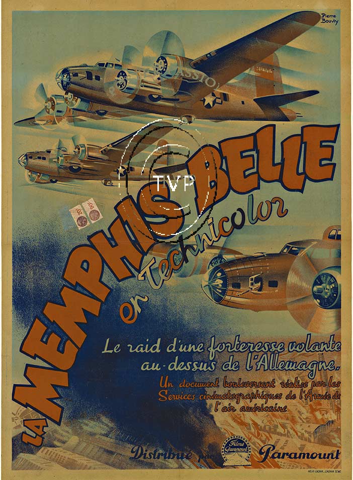 Recreation of a very rare La Memphis Belle French movie poster. Master directly from the original lithograph. <br> The movie was a documentary about the 25th and last bombing mission of a B17, the "Memphis Belle" Memphis Belle is the nickname o