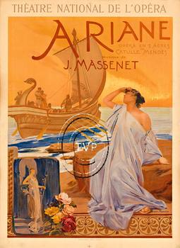 Ariane, Theatre National de l'Opera. This recreation is taken directly from the original turn of the century lithograph to bring to life the detail or of the original. The Greek legend of Theseus' abandonment of the Cretan princess Ariadne on the is