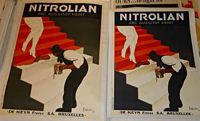 Museum archival ink on 230-250 gm acid-free acid free paper mastered directly from 1 to 1 original antique stone lithograph vintage poster.. One of Cappiello's famous images that shows fast drying paint. The woman is walking down the steps as fast a