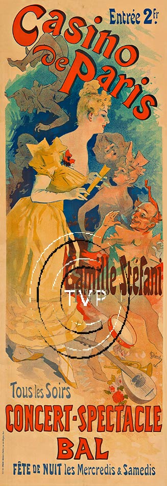 Casino de Paris, Camille Stefani; Concert-Spectacle Bal. This fabulous recreation is available in the full size 33 x 96" one to one size of the 2-sheet turn of the century original. Since this is such an extra large size. <br>Mastered directly from a