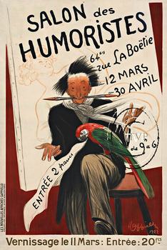 Salon des Humoristes. <br>The original vintage poster was created in 1922 by Leonetto Cappiello. A Vernissage costing only 2 francs. Mastered directly from an original antique Cappiello stone lithograph poster to capture the finest detail that is displ