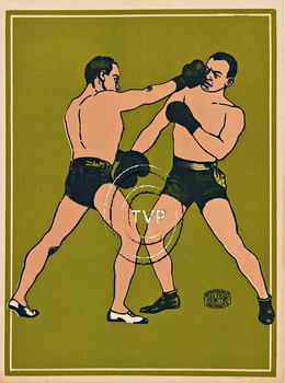 Boxing poster (blank) without text. This boxing poster was created so that a title or text could be inserted along the the bottom. <br>Mastered directly from a 1 to 1 file of an original stone lithograph this recreation provides you with all the fine de